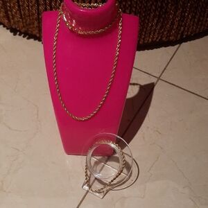 Young Adult Tween Gold Rope Chain Set. 19" & 7.75"